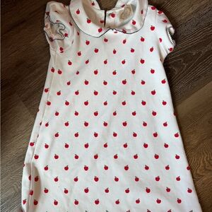 Children's White Apple print Beaufort bonnet company dress